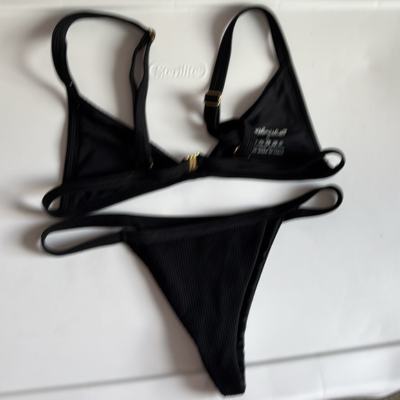 New MishMish Black Ribbed Bikini Set size Small - Picture 3 of 5